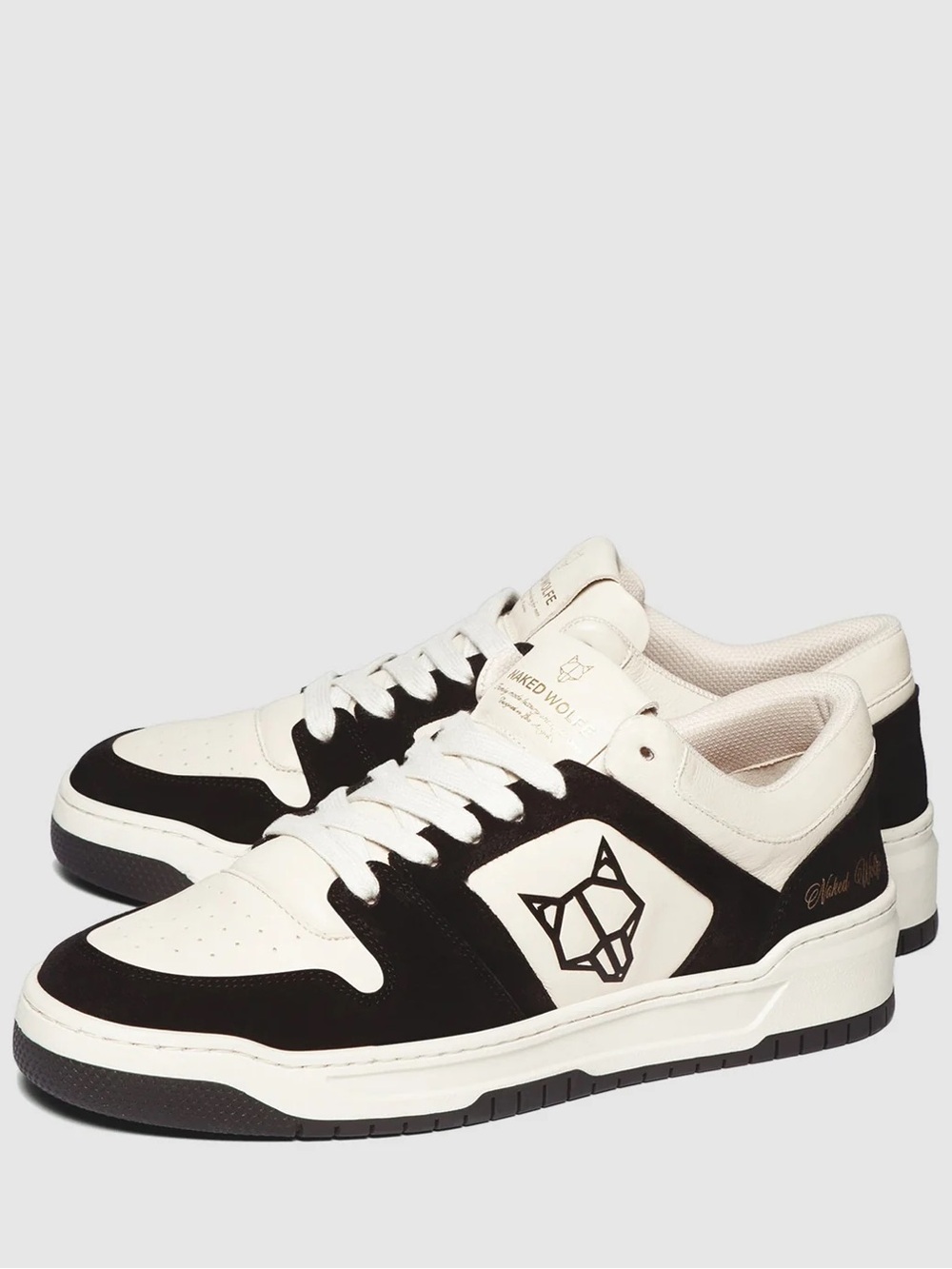 Naked Wolfe White and Black Low-Top Sneakers (CM-01 BONE/BLACK)